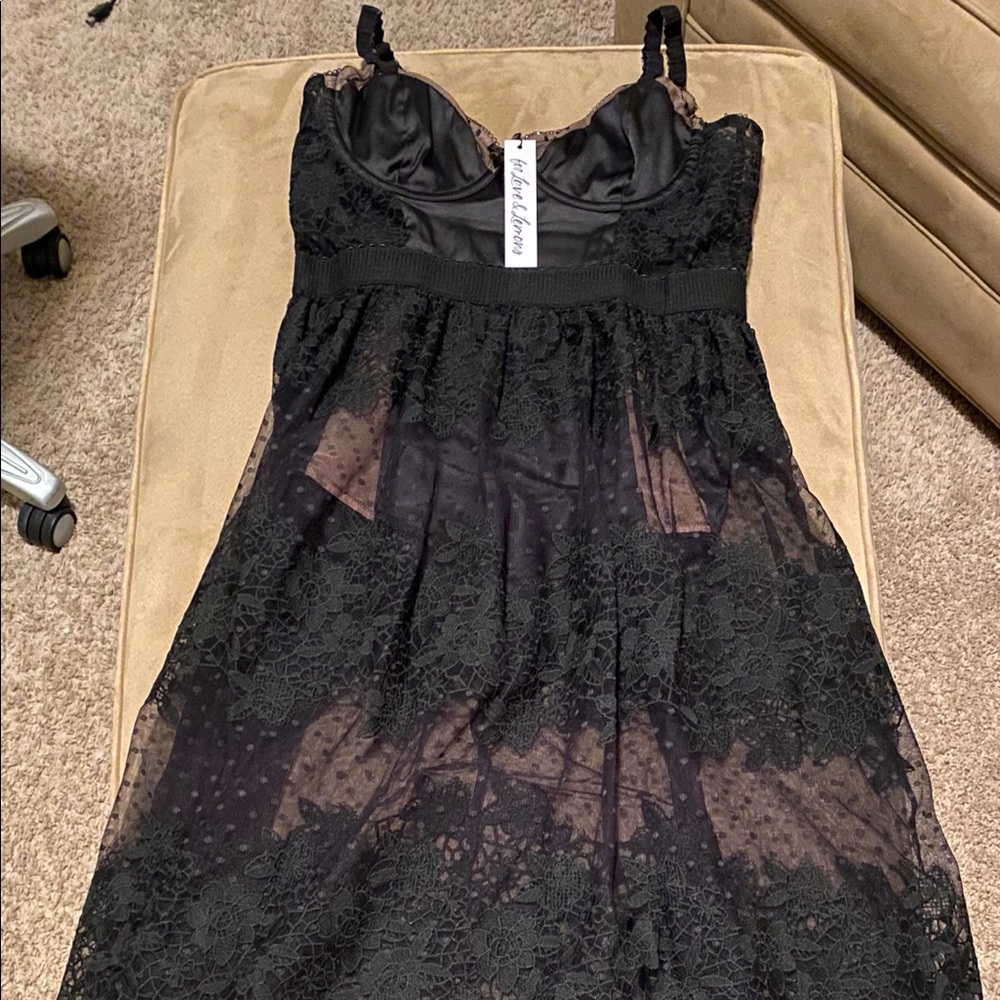 For Love & Lemons Black Lace Maxi Babydoll Dress